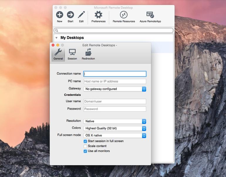 configuring microsoft remote desktop for mac